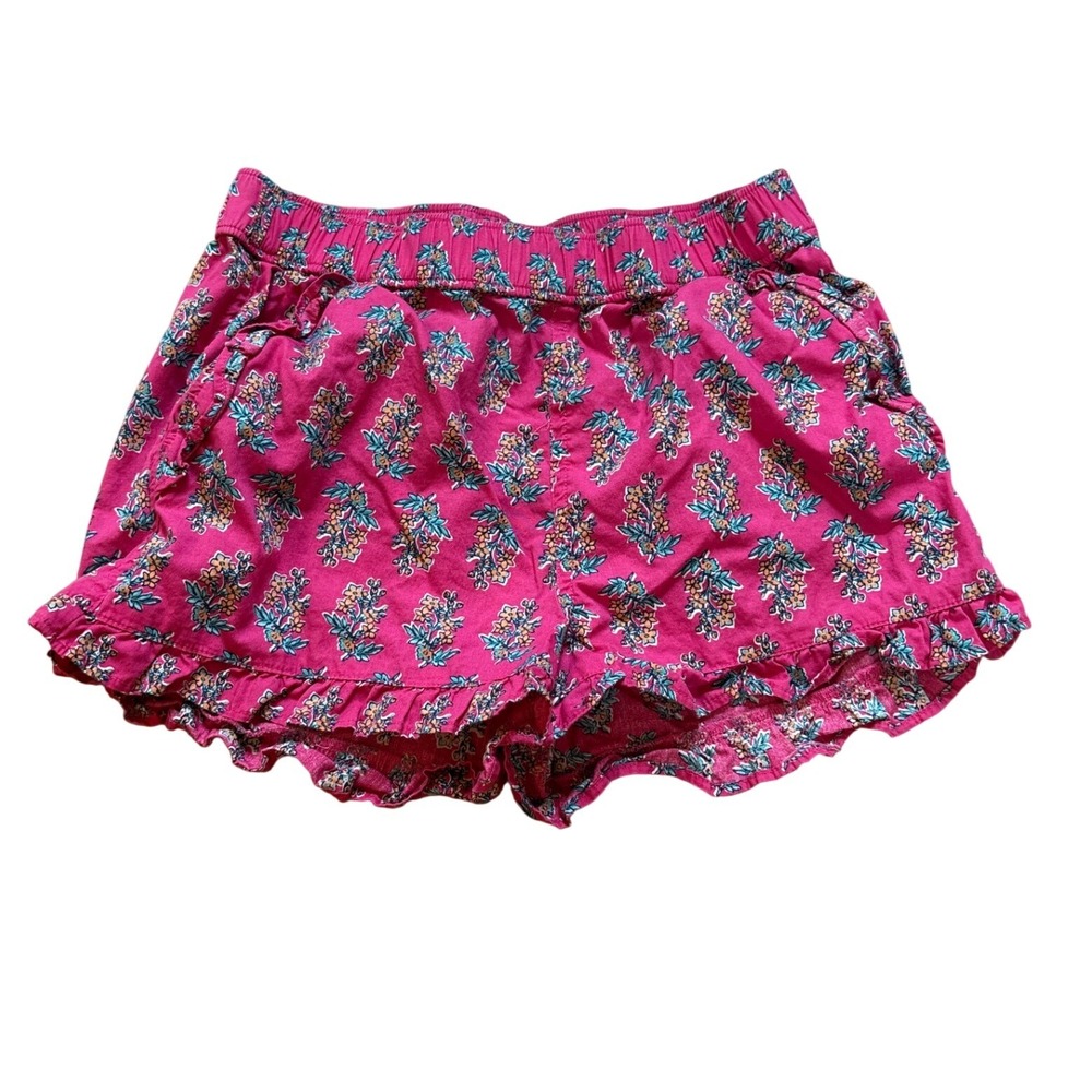 Crewcuts J.Crew Shorts‎ Kids Pink Floral Ruffle Hem Elastic Waist SIZE 10